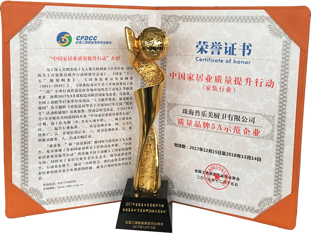 2017年質(zhì)量品牌5A示范企業(yè)